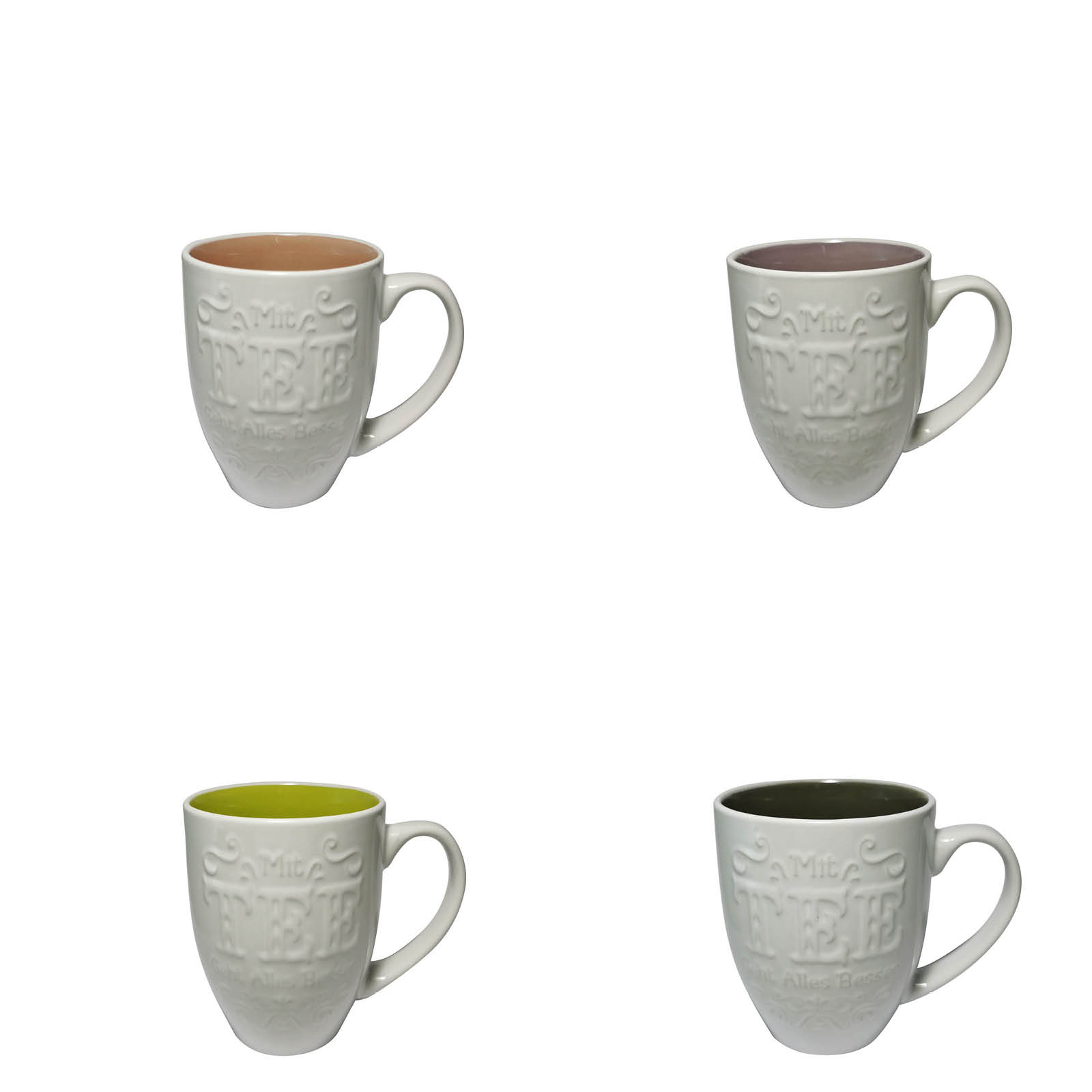 Steingut  Becher 470ml  handdekoriert 4 Farben sortiert "Mit TEE geht alles besser" 787382F0-1DB3-4062-AE98-AB3781F35836.jpg