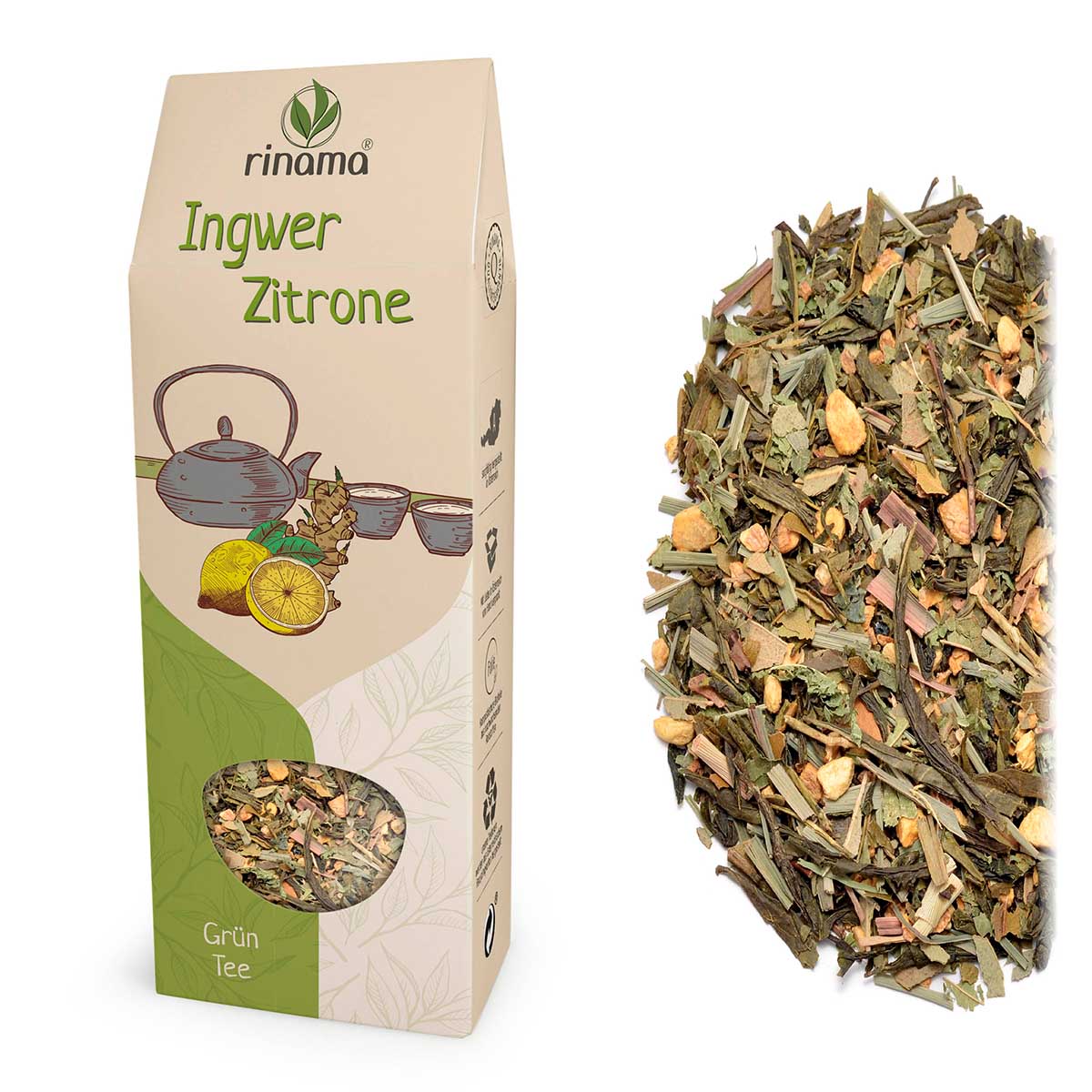 Ingwer Zitrone 85 g/Pkg natürlich aromatisierte Grünteemischung 4F774BBB-90EC-4A3E-A1F4-9574FC583624.jpg