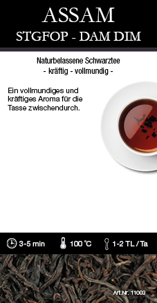 Assam STGFOP Dam Dim 17003  Etikett, Zutaten, Zubereitung (OHNE Datum,Gewicht) 40 Stk, 116x60mm, Spr B4EE99B6-41FF-4E92-A818-9004E0AE231F.jpg